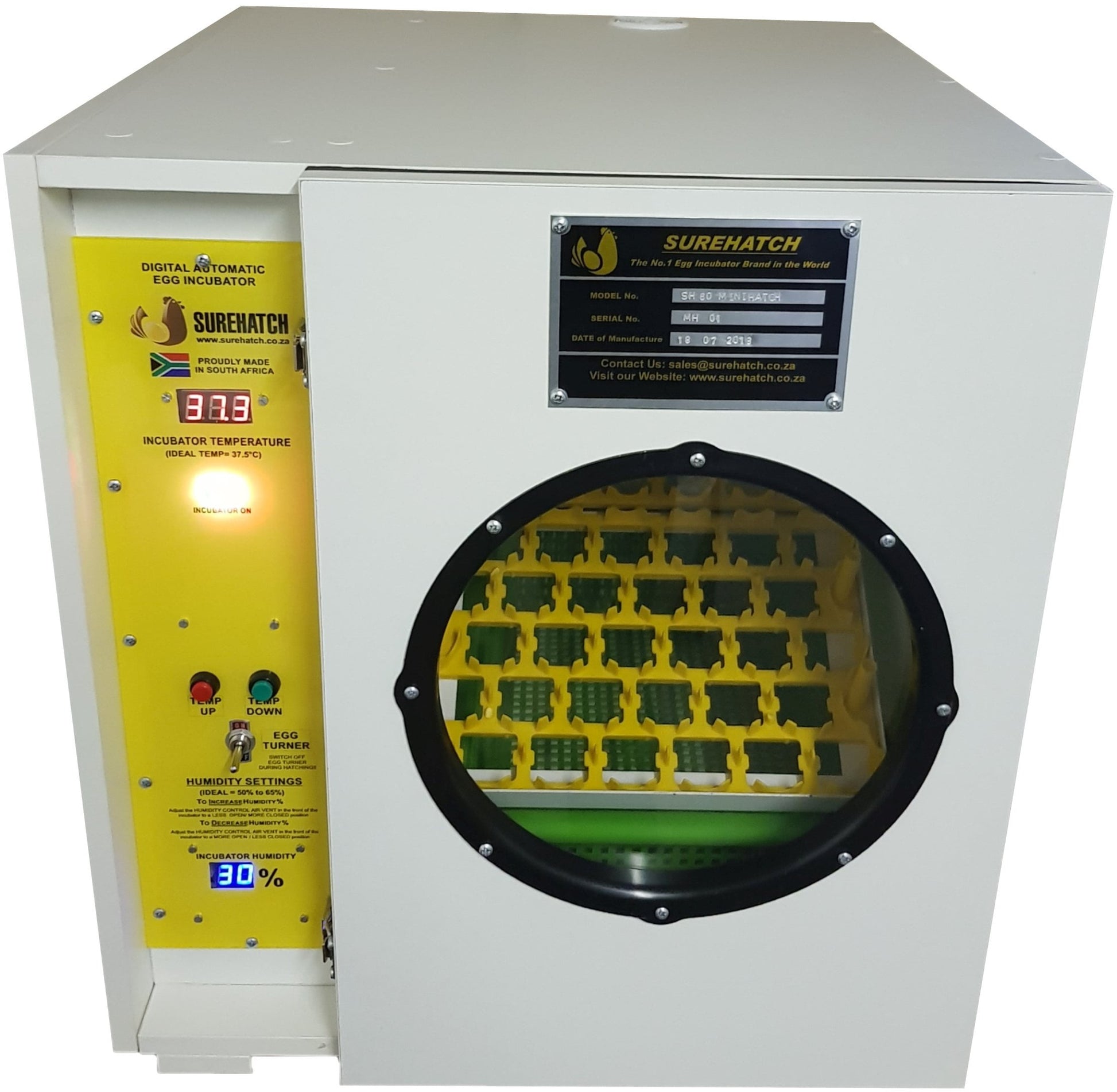 60 Egg Incubator and Hatcher - Fully Automatic Digital SH60 MiniHatch - Surehatch Incubators