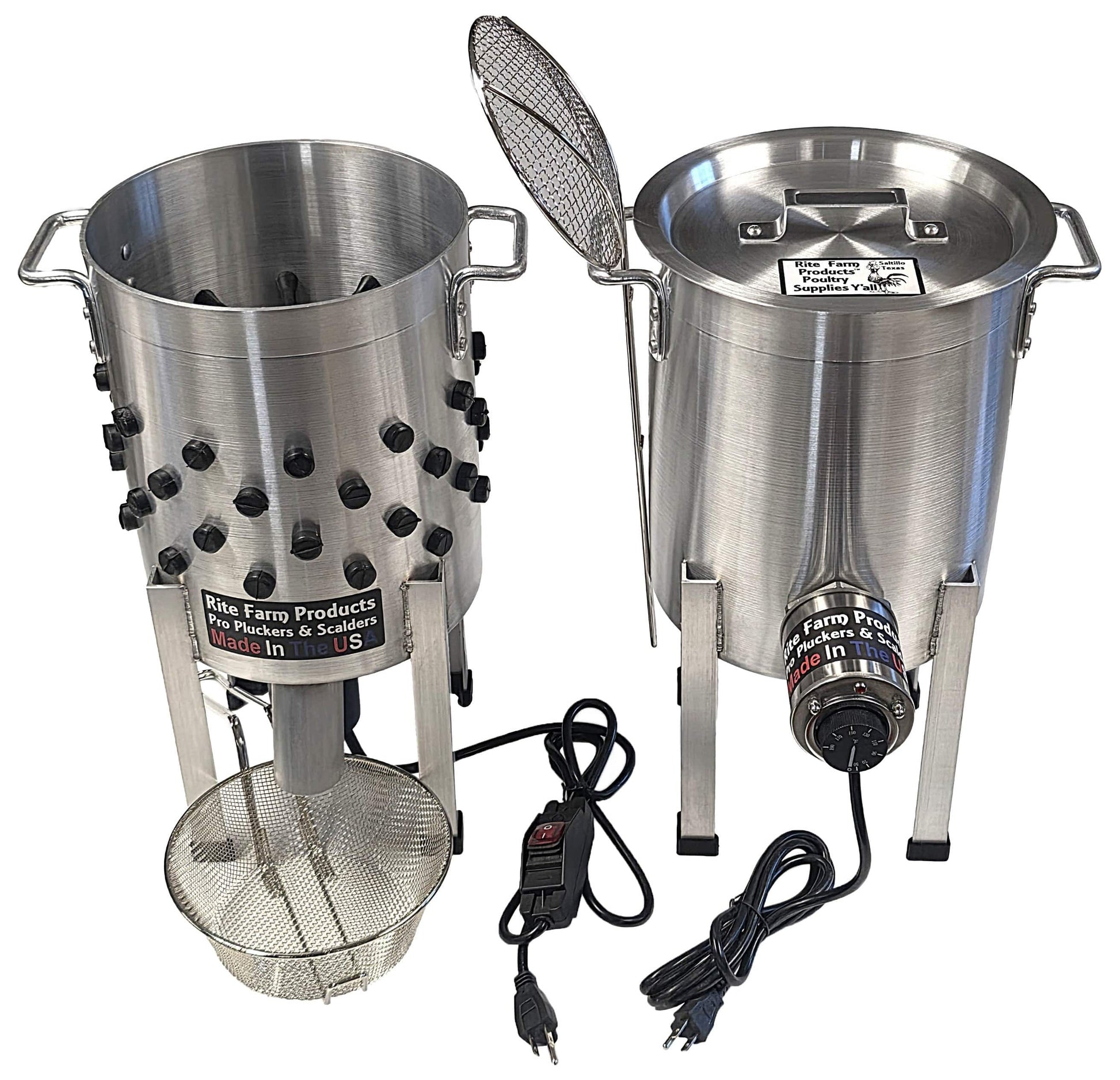 COMBO Rite Farm Products Pro USA Quail Plucker & 4 Gallon 120 Volt, 1,000-Watt Quail Scalder - Surehatch Incubators