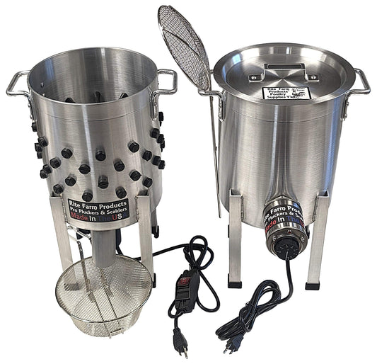COMBO Rite Farm Products Pro USA Quail Plucker & 4 Gallon 120 Volt, 1,000-Watt Quail Scalder - Surehatch Incubators