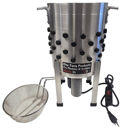 COMBO Rite Farm Products Pro USA Quail Plucker & 4 Gallon 120 Volt, 1,000-Watt Quail Scalder - Surehatch Incubators